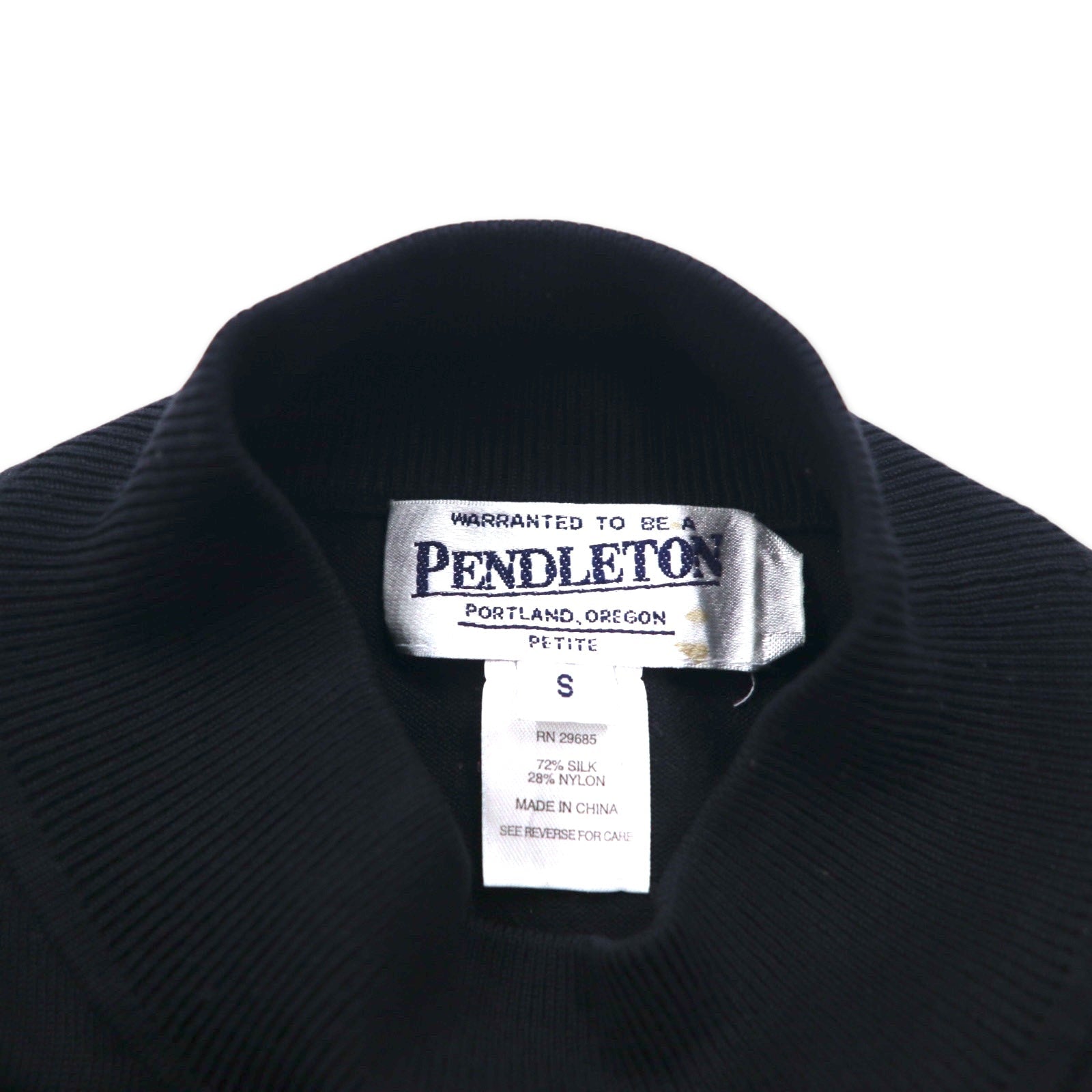 PENDLETON Maglione in seta a collo alto taglia S nero in nylon