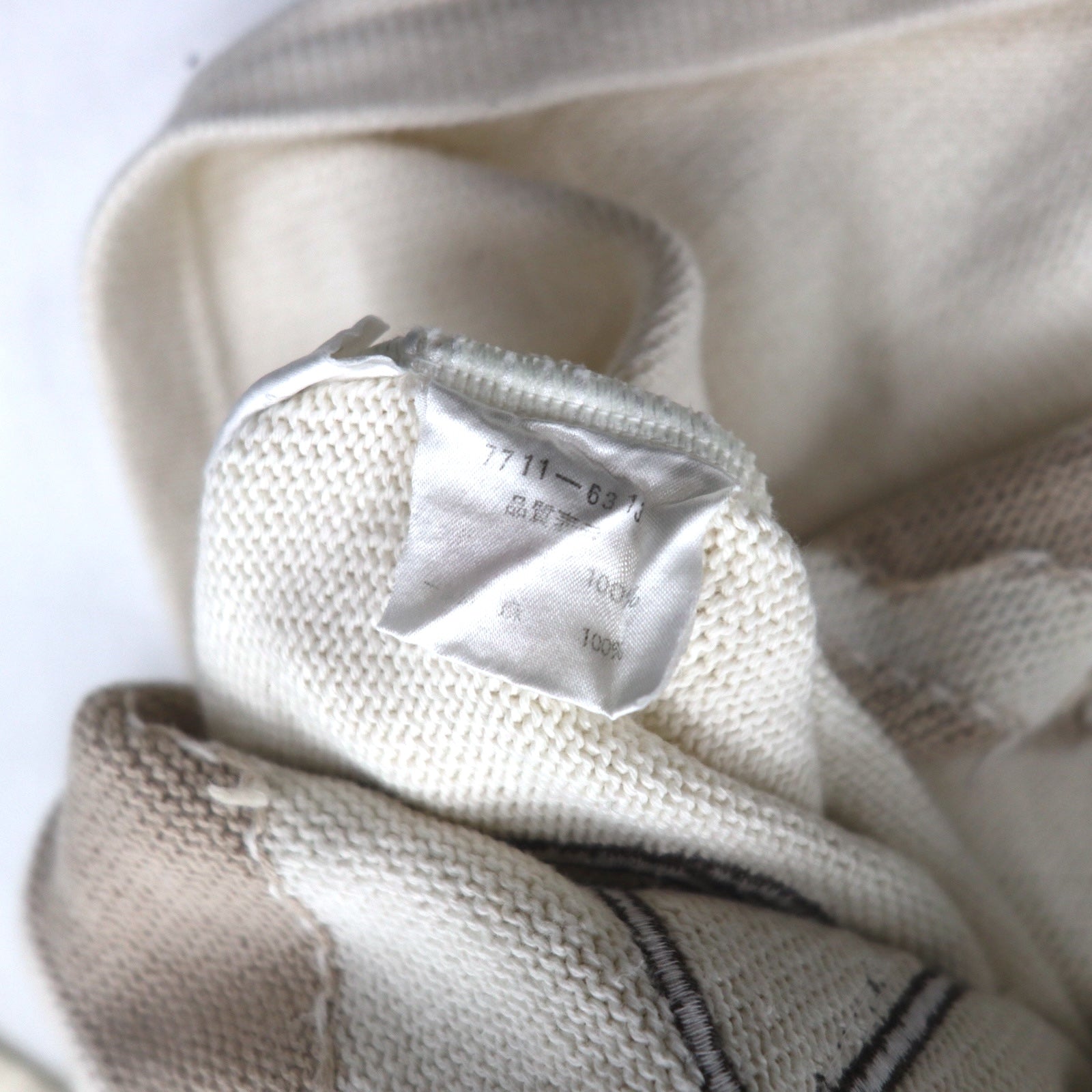 Castelbajac Sport anni '90 maglione in maglia a intarsi taglia M beige lino con personaggio made in Japan