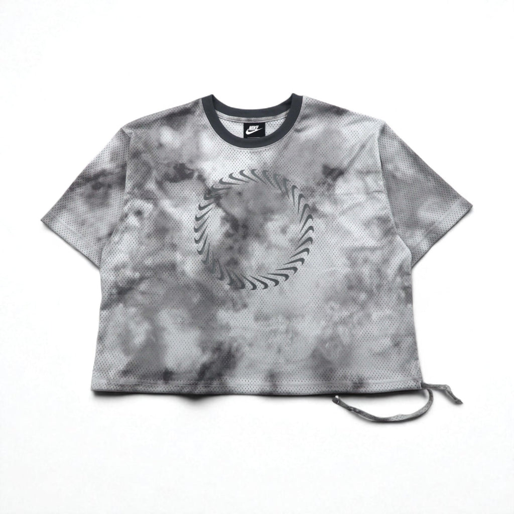 NIKE Top corto in mesh T-shirt manica corta in mesh XL Grigio Tie-Dye Poliestere CZ9325-084