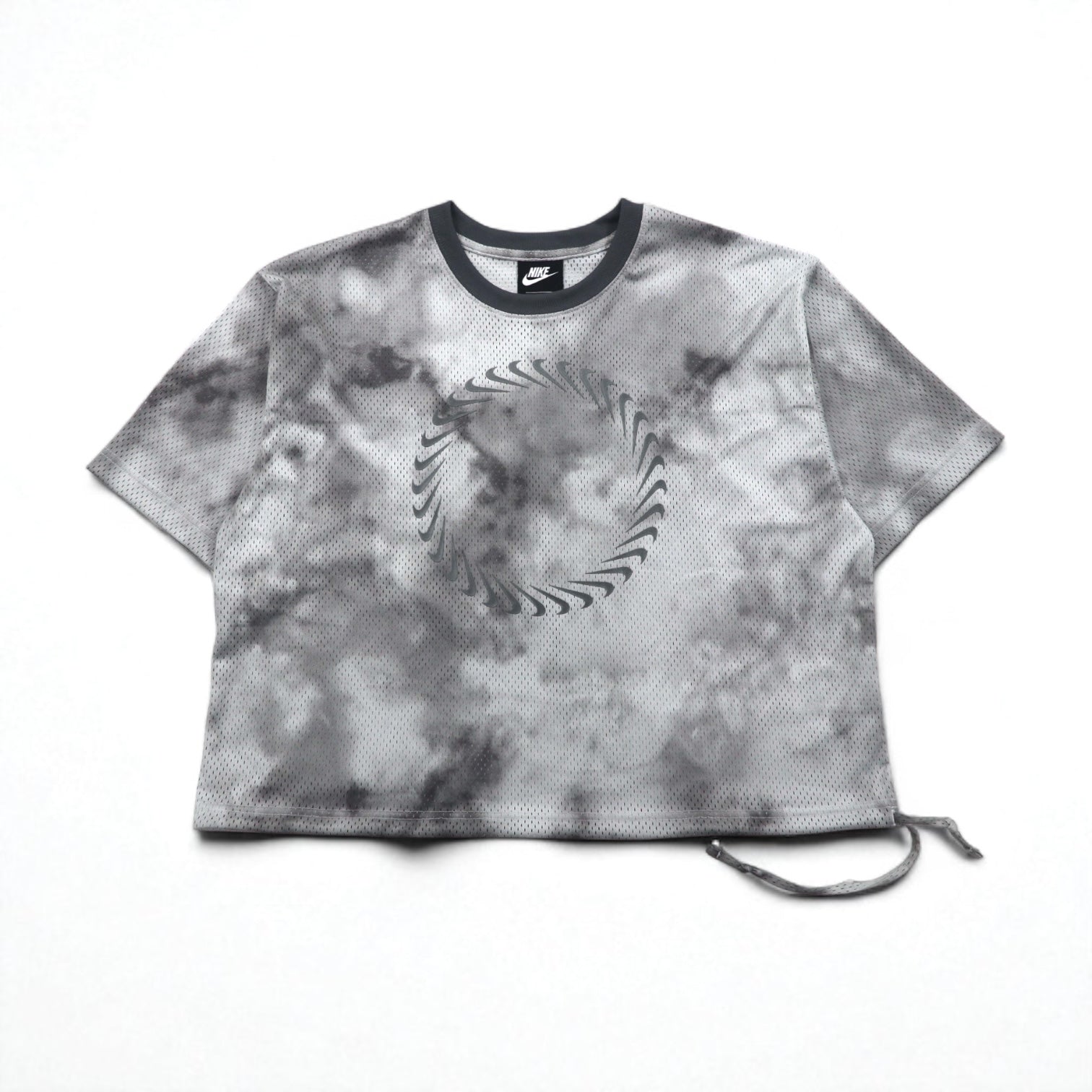 NIKE Top corto in mesh T-shirt manica corta in mesh XL Grigio Tie-Dye Poliestere CZ9325-084