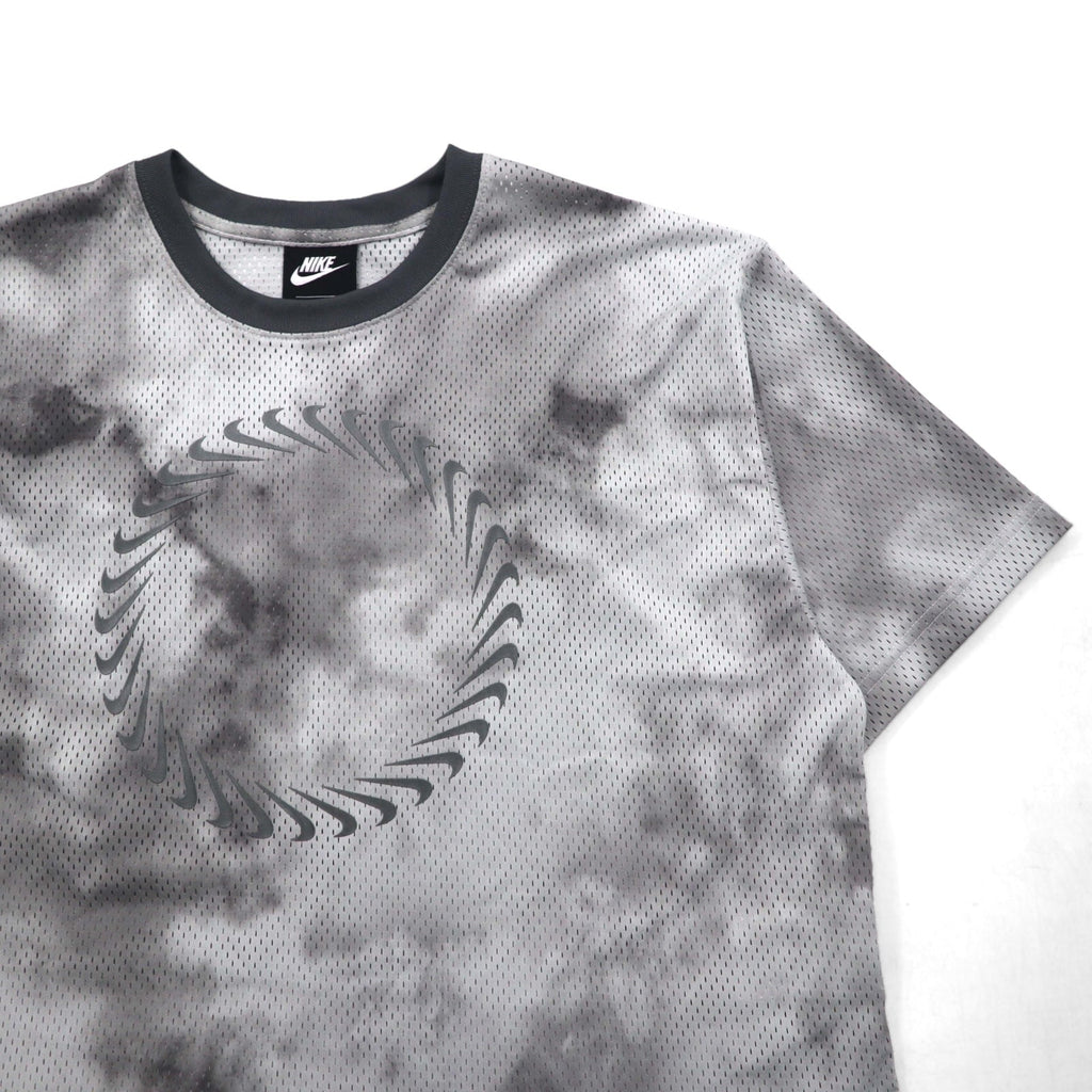NIKE Top corto in mesh T-shirt manica corta in mesh XL Grigio Tie-Dye Poliestere CZ9325-084