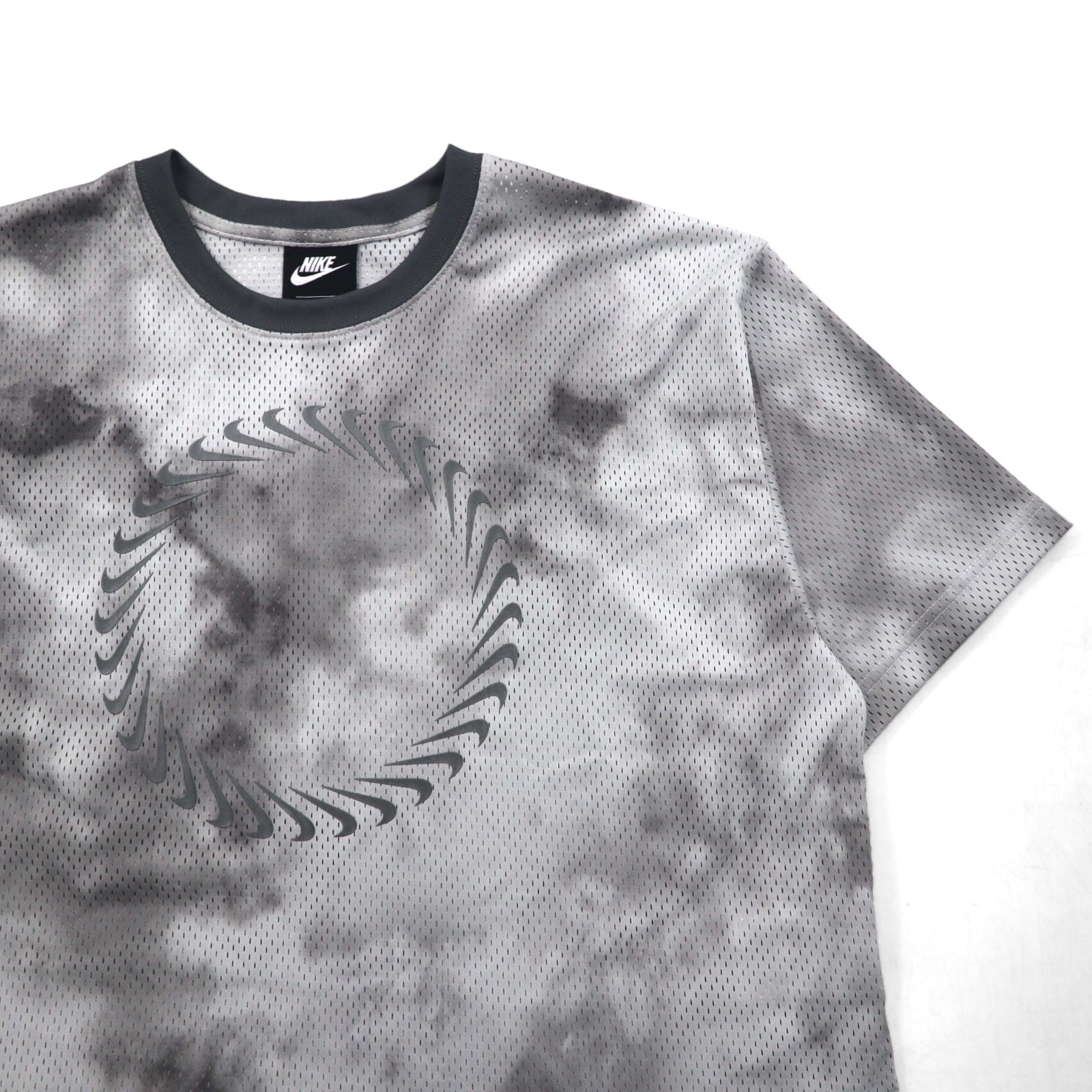 NIKE Top corto in mesh T-shirt manica corta in mesh XL Grigio Tie-Dye Poliestere CZ9325-084