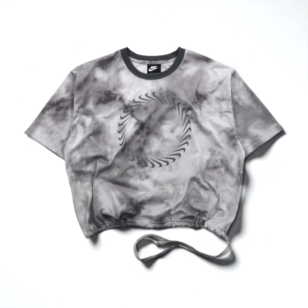 NIKE Top corto in mesh T-shirt manica corta in mesh XL Grigio Tie-Dye Poliestere CZ9325-084