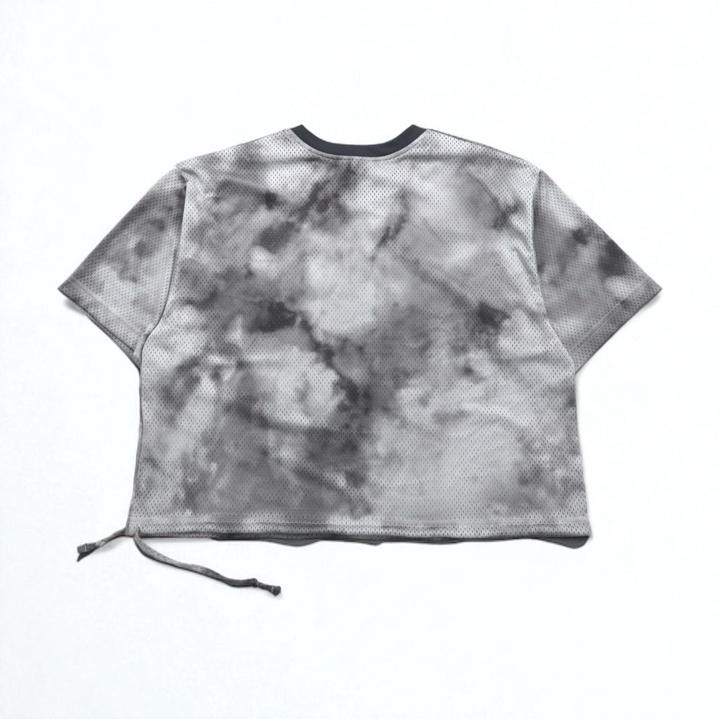 NIKE Top corto in mesh T-shirt manica corta in mesh XL Grigio Tie-Dye Poliestere CZ9325-084