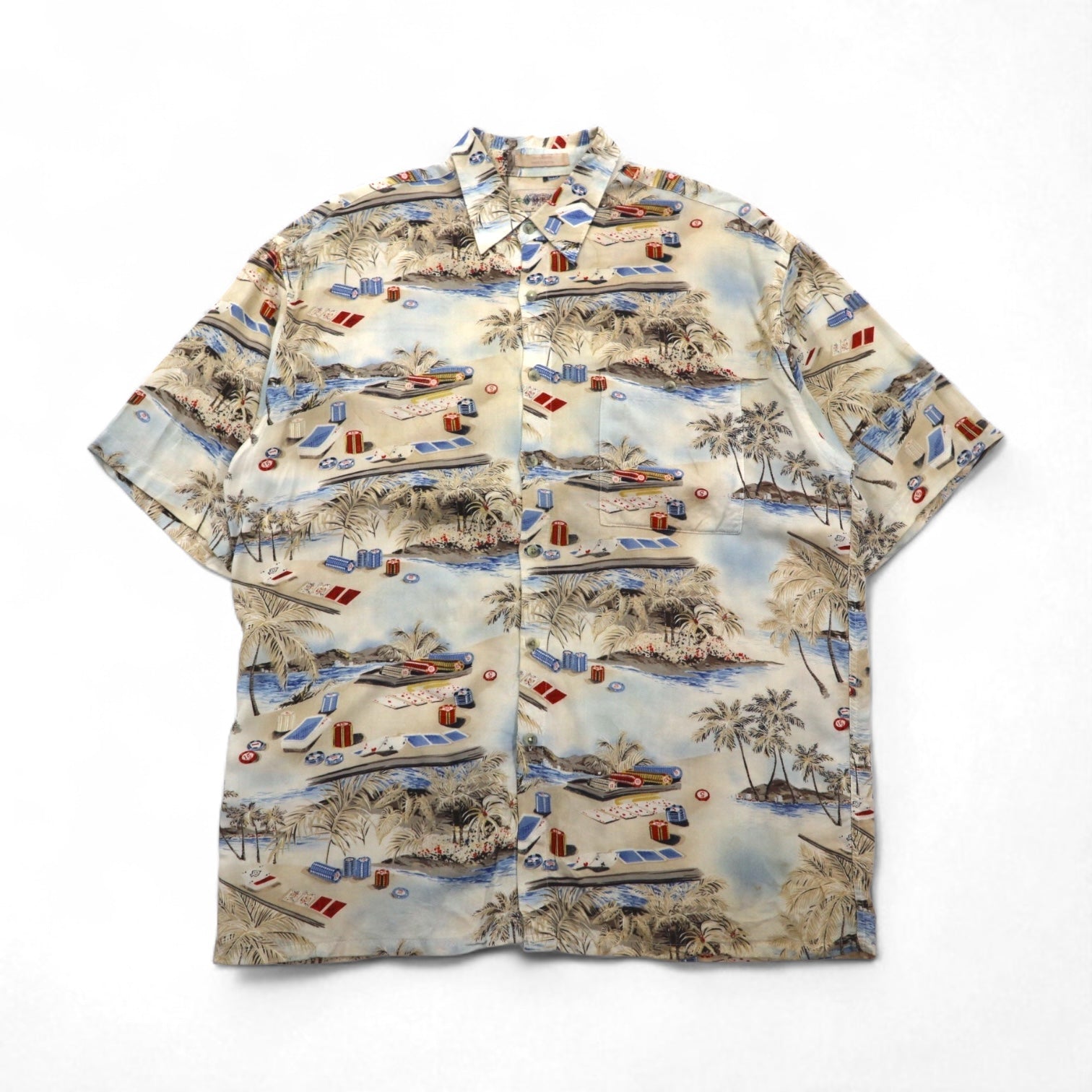 CAMPIA MODA Anni '90 Camicia Aloha Oversize L Multicolore Fantasia Astratta Spiaggia Casinò