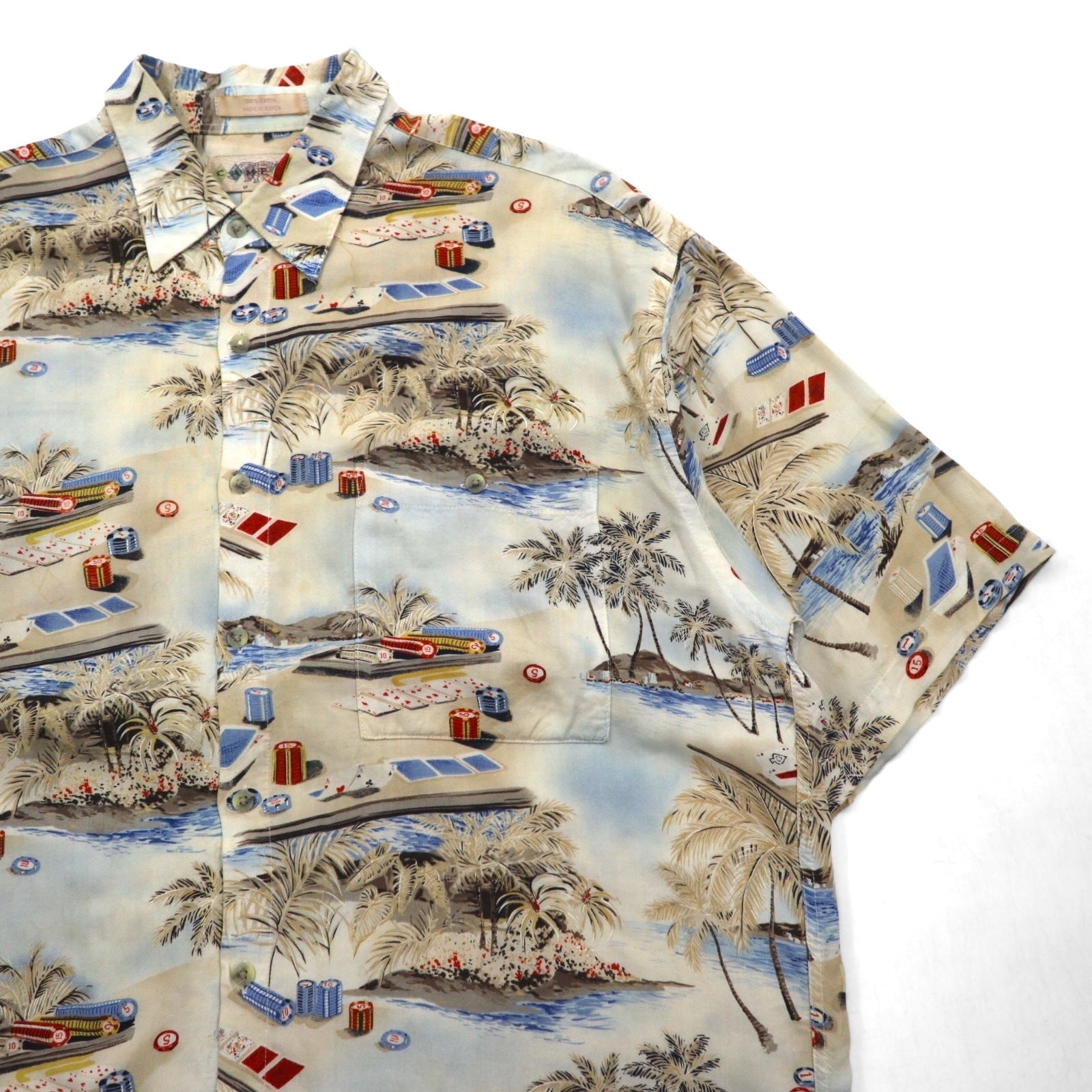 CAMPIA MODA Anni '90 Camicia Aloha Oversize L Multicolore Fantasia Astratta Spiaggia Casinò