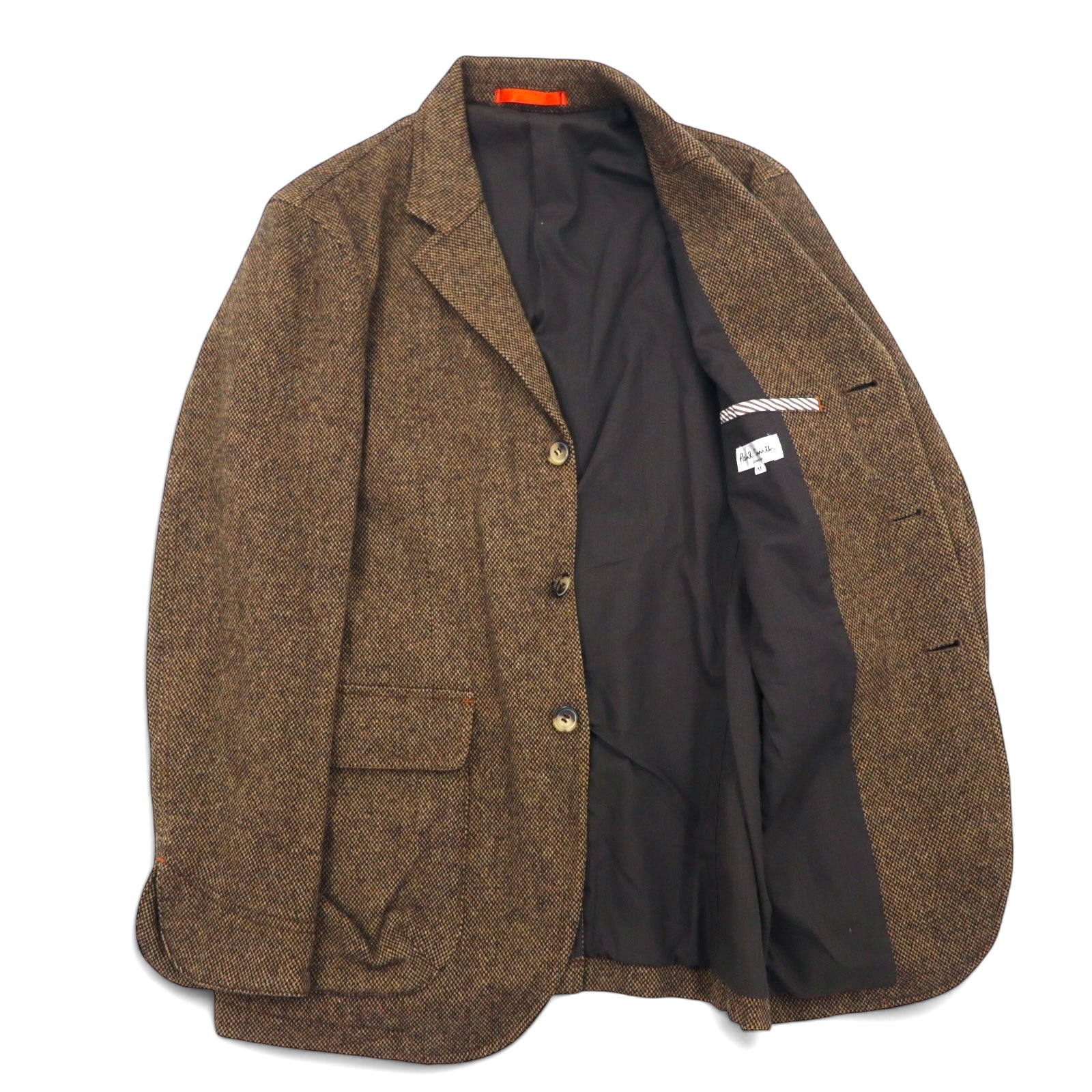Paul Smith Giacca sartoriale in tweed a 3 bottoni, taglia M, marrone, lana, made in Japan