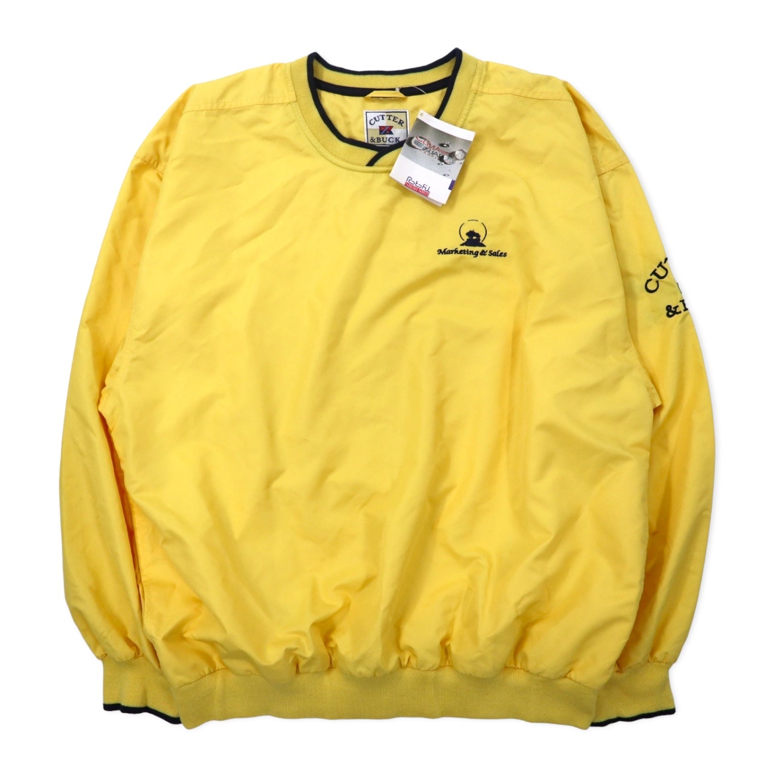CUTTER & BUCK Giacca a vento pullover, taglia L, colore giallo, in poliestere CLIMA GUARD, impermeabile, traspirante, aziendale americana, con ricamo, articolo nuovo non utilizzato.