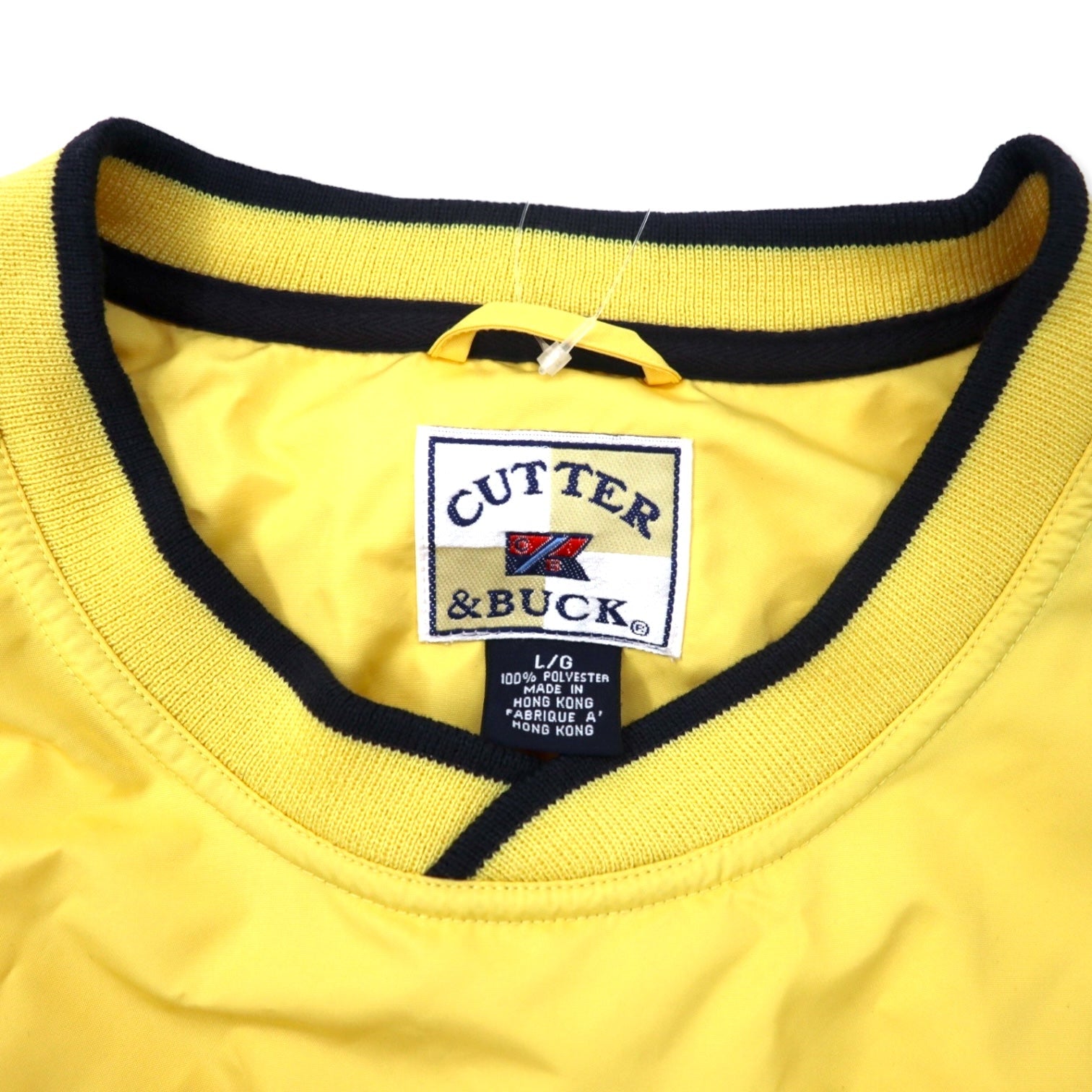 CUTTER & BUCK Giacca a vento pullover, taglia L, colore giallo, in poliestere CLIMA GUARD, impermeabile, traspirante, aziendale americana, con ricamo, articolo nuovo non utilizzato.