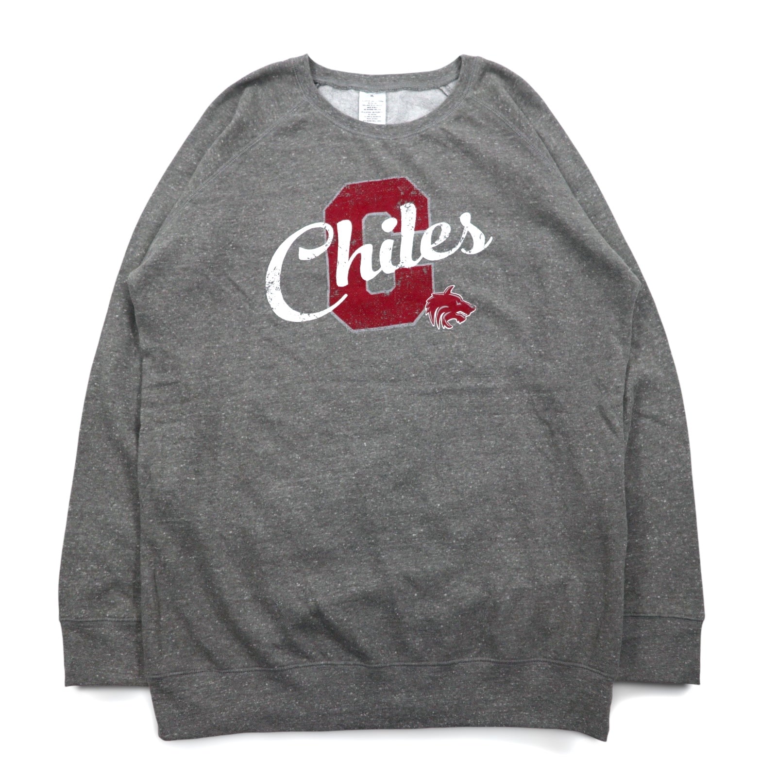 Chiles Felpa College Stampa Oversize XL Grigio Cotone Interno Felpato Football