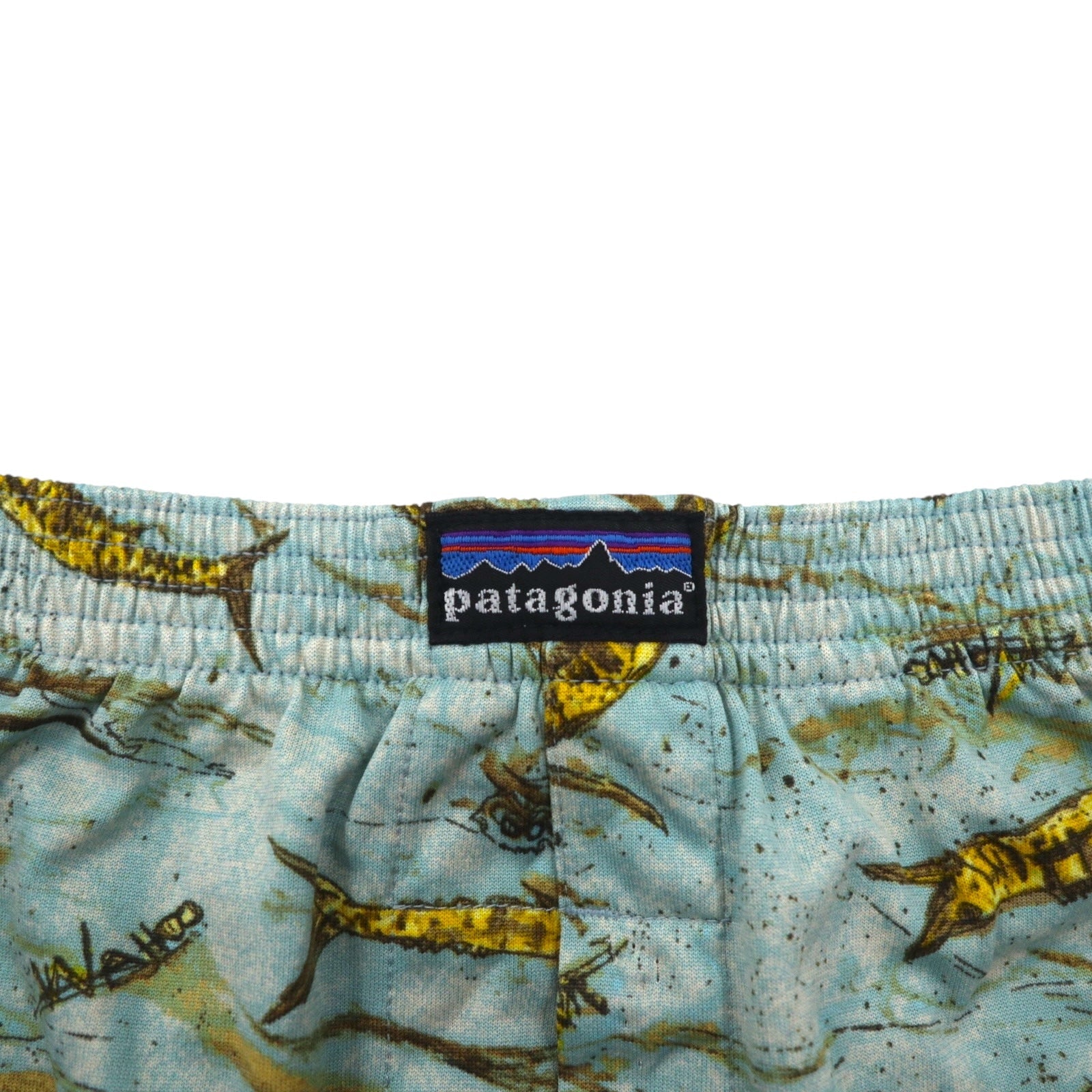 Patagonia anni 2000 USA Capilene Boxer Pantaloncini taglia L fantasia blu pesce 45111