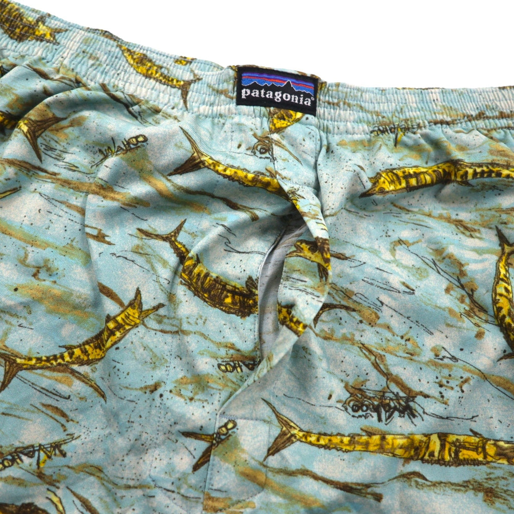 Patagonia anni 2000 USA Capilene Boxer Pantaloncini taglia L fantasia blu pesce 45111