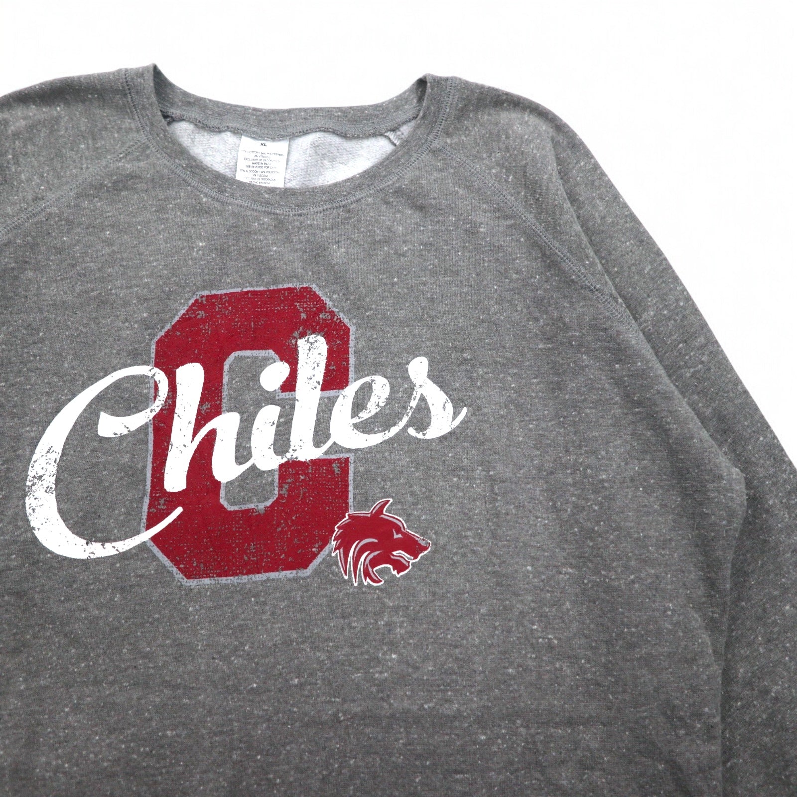 Chiles Felpa College Stampa Oversize XL Grigio Cotone Interno Felpato Football
