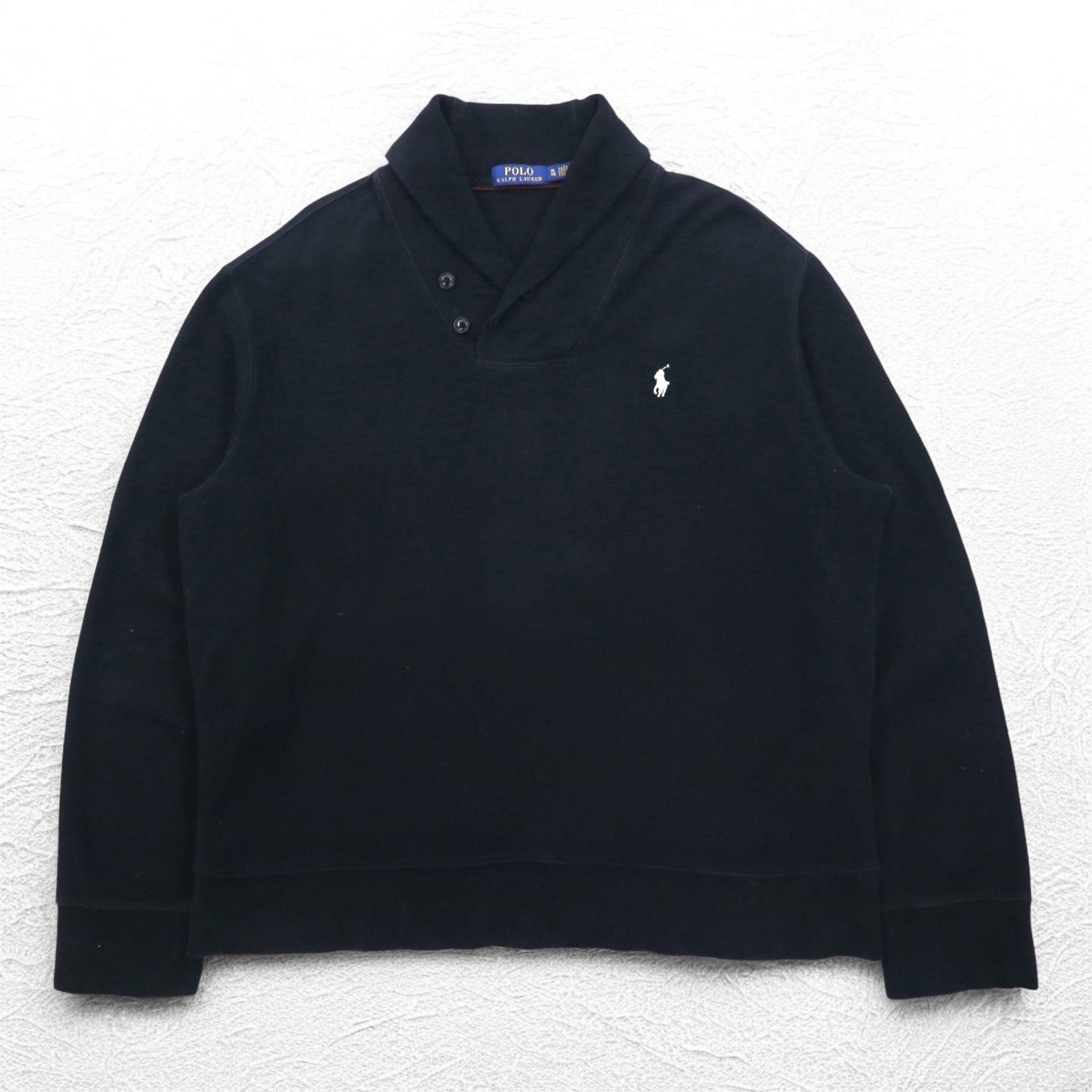 POLO RALPH LAUREN ショールカラー スウェット XL ブラック コットン スモールポニー刺繍