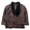 Marc Buchanan Pelle Pelle Pelle Pelle giacca in pelle con collo a scialle, taglia L, marrone, in pelle con colletto in pelliccia sintetica ed epaulette.