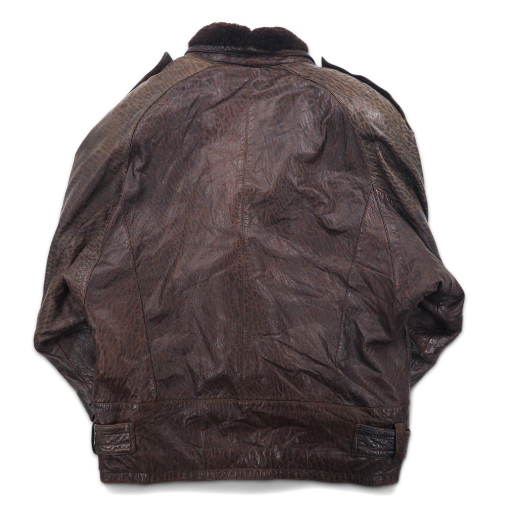 Marc Buchanan Pelle Pelle Pelle Pelle giacca in pelle con collo a scialle, taglia L, marrone, in pelle con colletto in pelliccia sintetica ed epaulette.