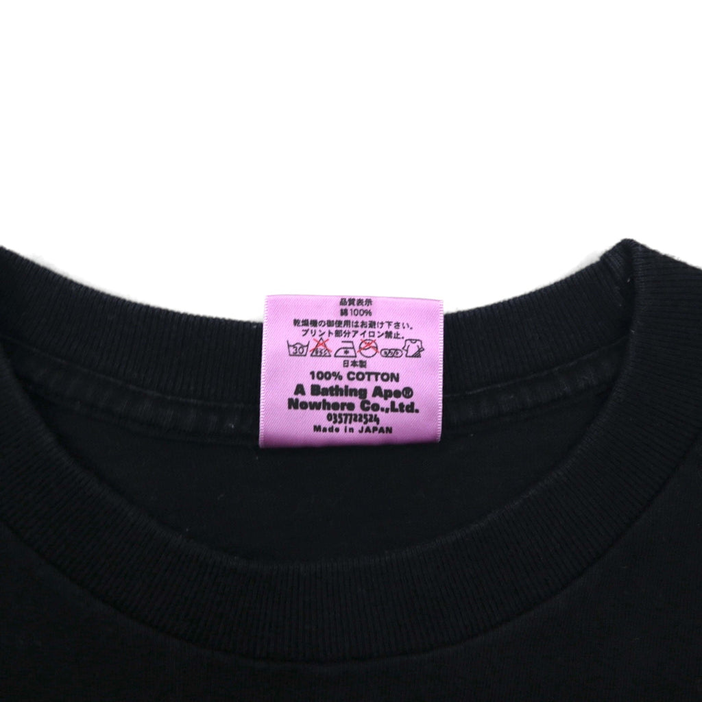 A Bathing Ape T-shirt con stampa logo, taglia XS, colore nero, cotone, stampa su entrambi i lati, made in Japan