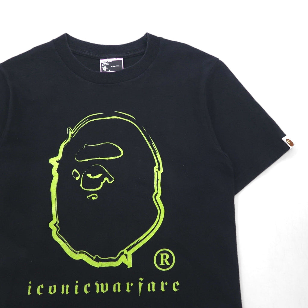 A Bathing Ape T-shirt con stampa logo, taglia XS, colore nero, cotone, stampa su entrambi i lati, made in Japan