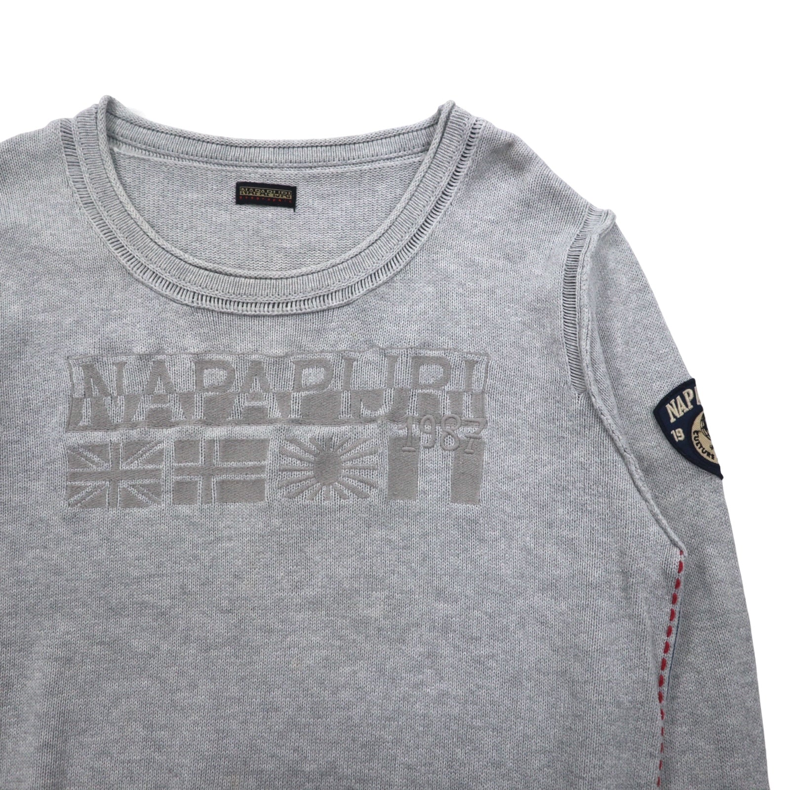 NAPAPIJRI Maglione in cotone lavorato a maglia M Grigio Toppa S13-DELEVEN S1358E