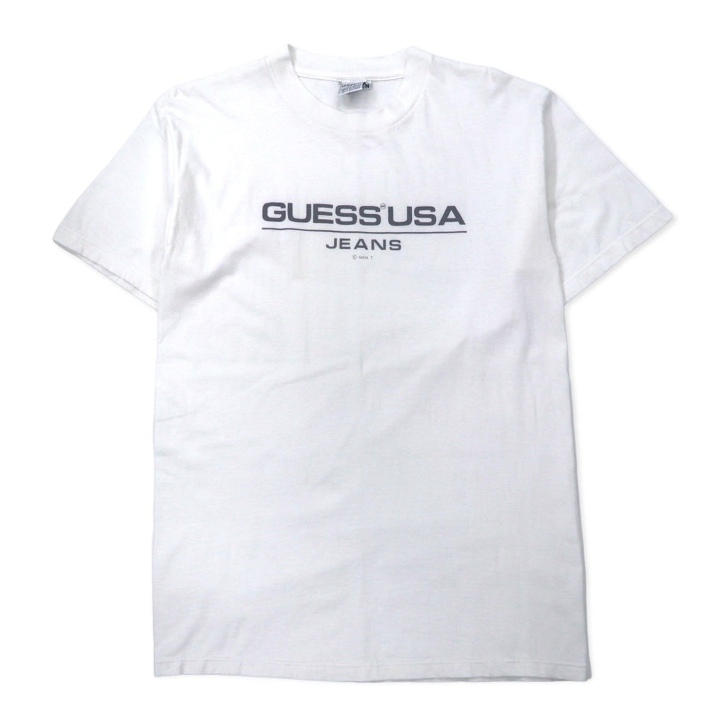 GUESS U.S.A. T-shirt anni '90 con stampa logo, taglia M, colore bianco, cotone, made in Messico