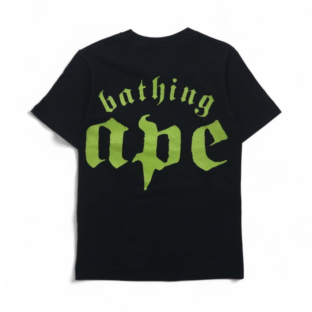 A Bathing Ape T-shirt con stampa logo, taglia XS, colore nero, cotone, stampa su entrambi i lati, made in Japan