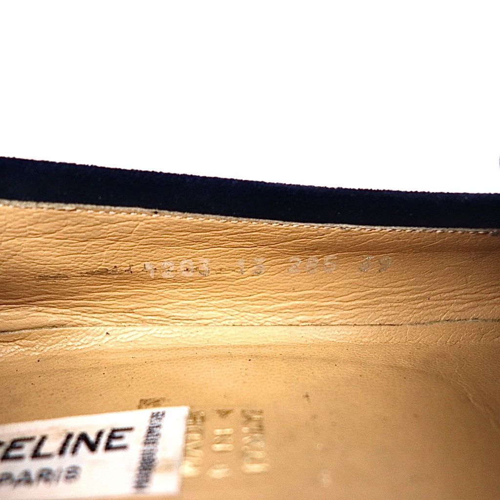 CELINE スエード ビットローファー 24cm ネイビー イタリア製