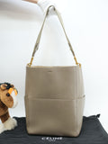 CELINE Sangle Bucket Borsa a spalla Hobo in pelle color talpa scuro @S-AN-4189