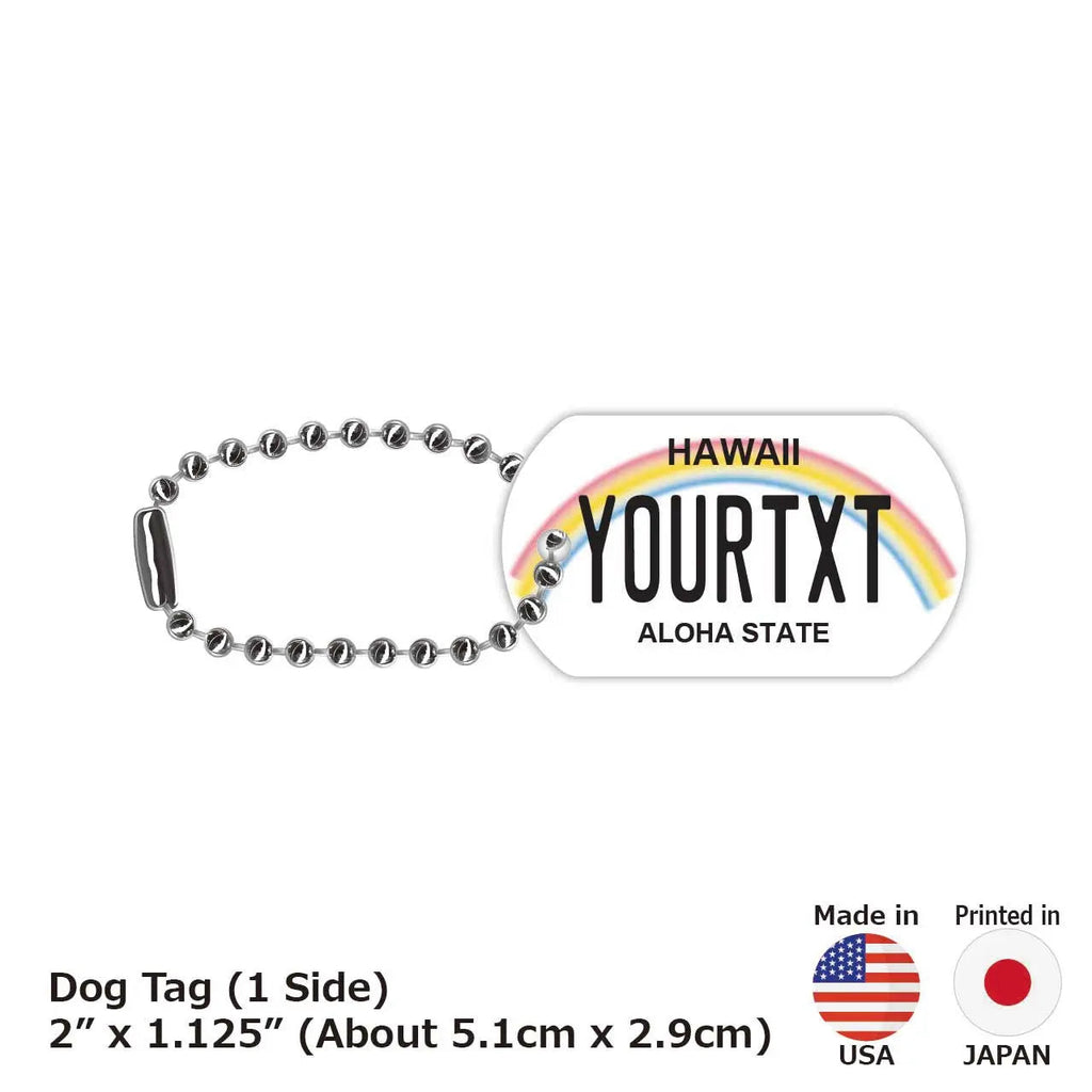 [Medaglietta identificativa per cani] Arcobaleno hawaiano/Portachiavi personalizzato a forma di targa americana
