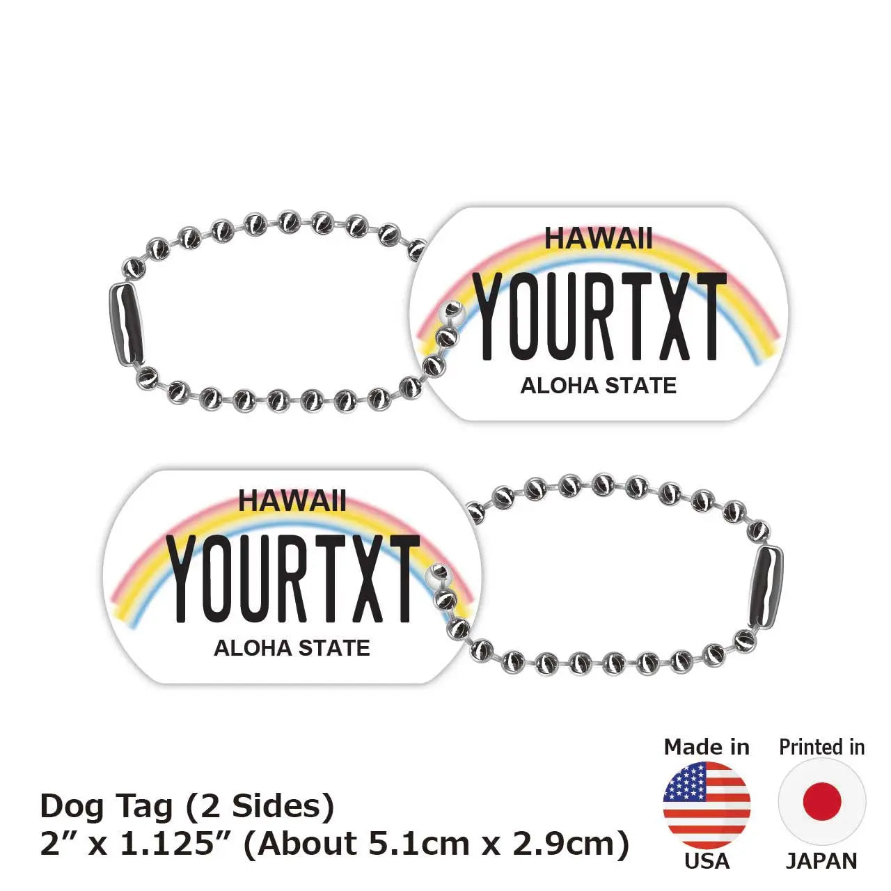 [Medaglietta identificativa per cani] Arcobaleno hawaiano/Portachiavi personalizzato a forma di targa americana