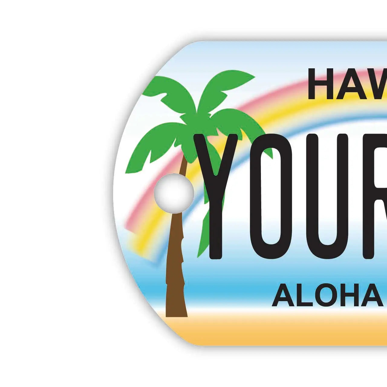 【Medaglietta identificativa per cani/Dog tag】Hawaiana con palma/Portachiavi personalizzato a forma di targa americana con nome