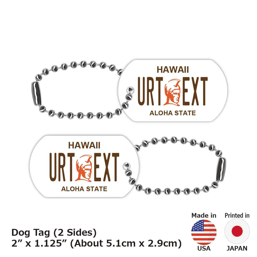 【Medaglietta identificativa per cani/Dog tag】Hawaiana con Re Kamehameha/Portachiavi personalizzato a forma di targa americana