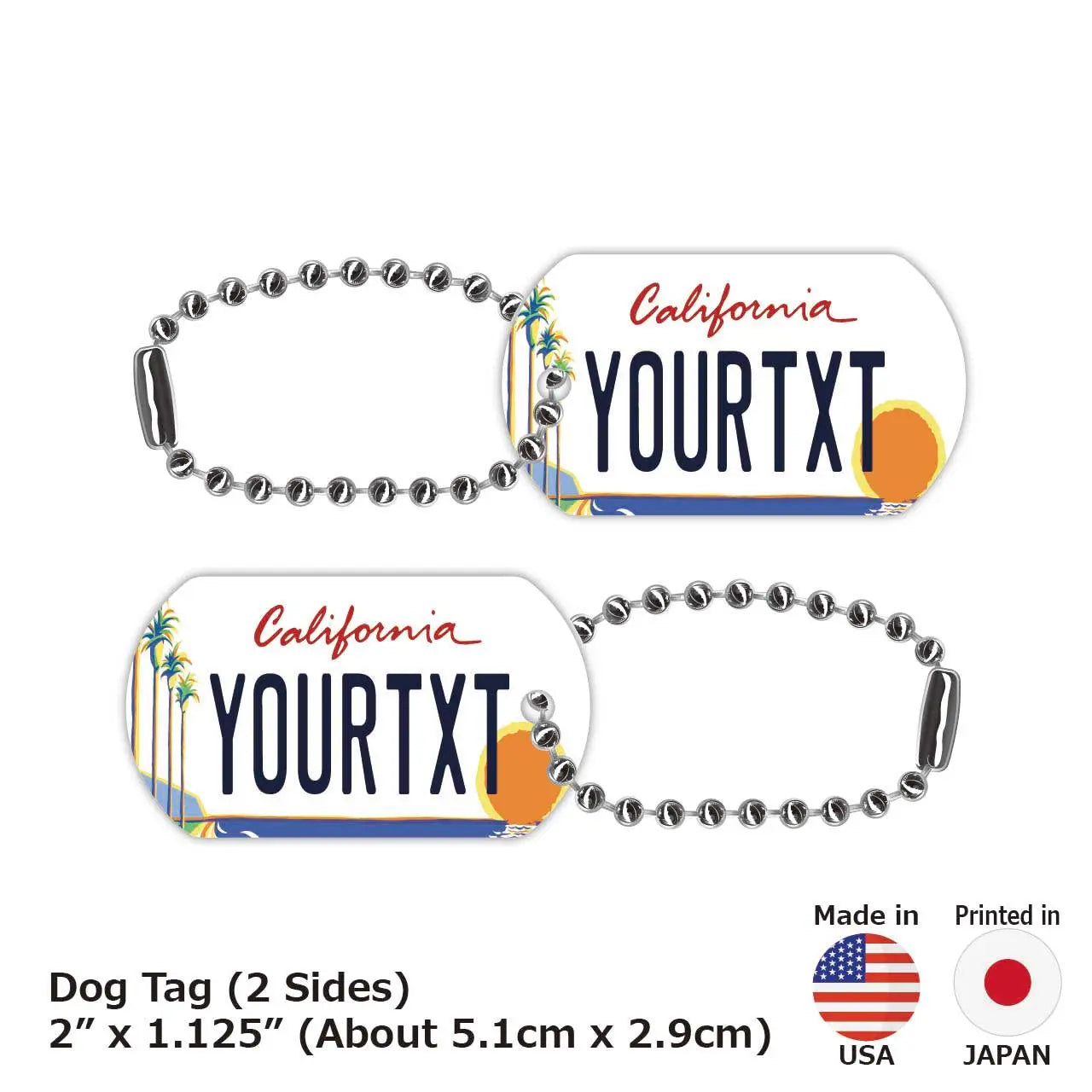 [Medaglietta identificativa per cani] California Palma/Targhetta personalizzata a forma di targa americana