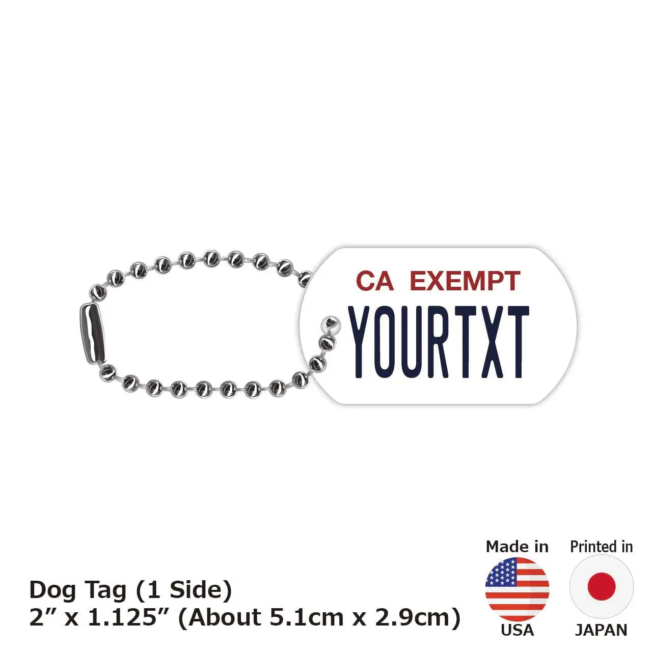 【Medaglietta identificativa per cani】California (Veicolo Ufficiale)/Portachiavi personalizzabile a forma di targa americana