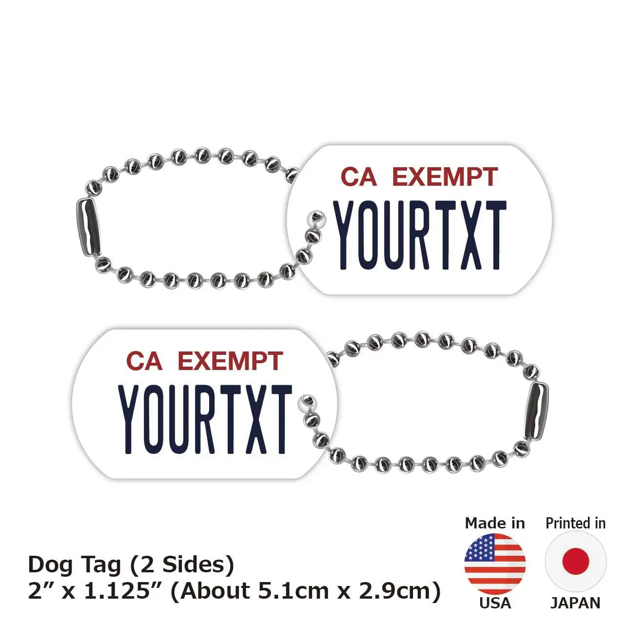 【Medaglietta identificativa per cani】California (Veicolo Ufficiale)/Portachiavi personalizzabile a forma di targa americana