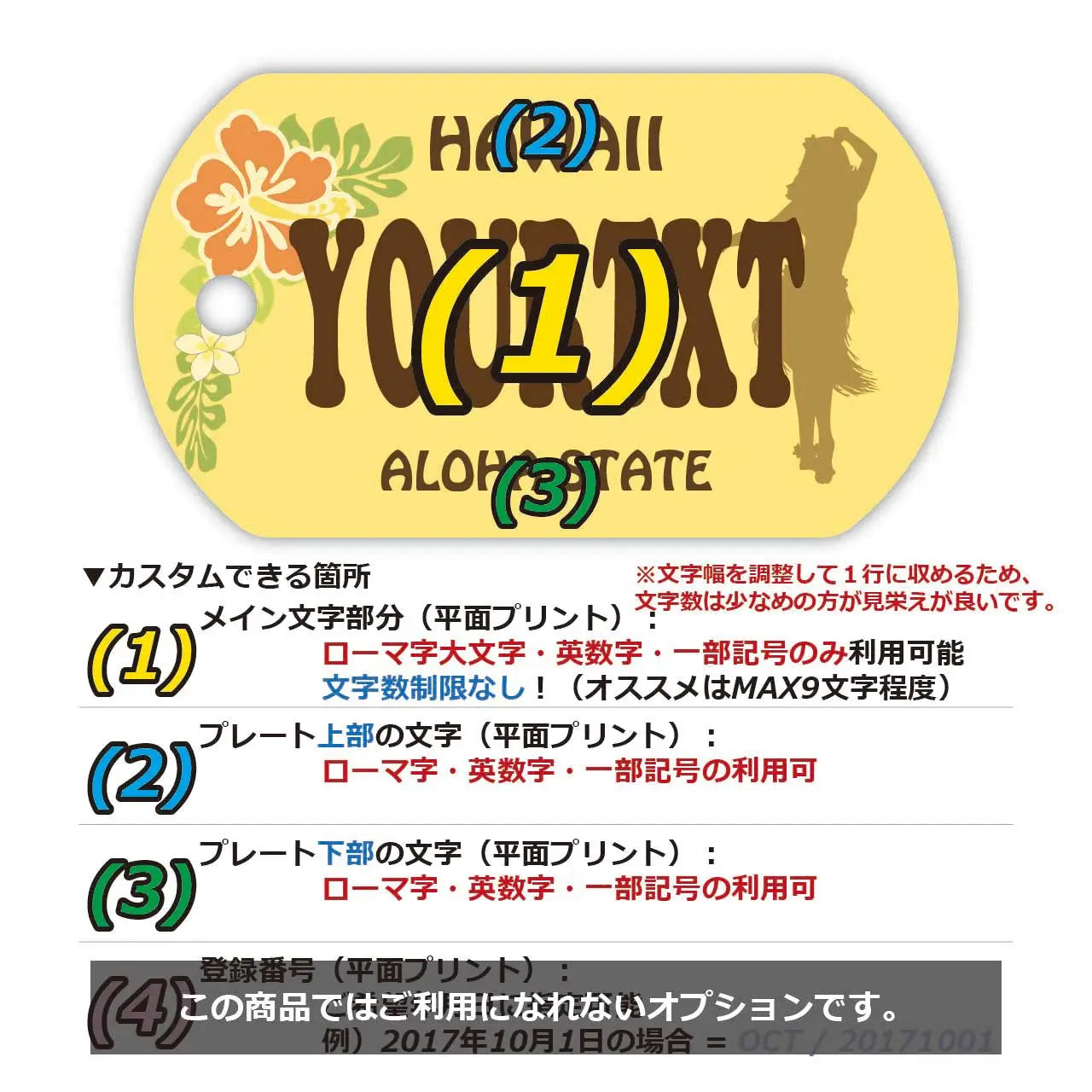 [Medaglietta identificativa per cani] Hula Girl delle Hawaii/Portachiavi personalizzato a forma di targa americana con nome