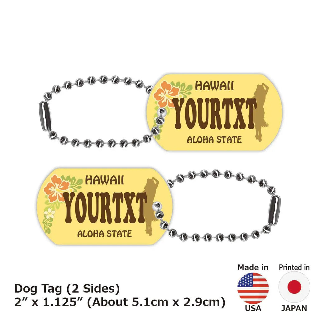 [Medaglietta identificativa per cani] Hula Girl delle Hawaii/Portachiavi personalizzato a forma di targa americana con nome
