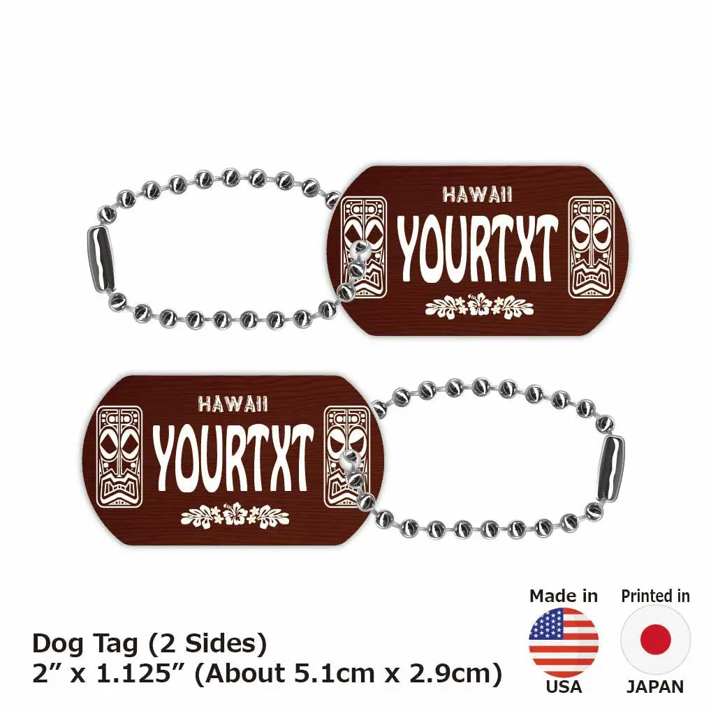 【Medaglietta identificativa per cani/dog tag】Legno Hawaiano Tiki/Targa americana personalizzata a forma di portachiavi con nome