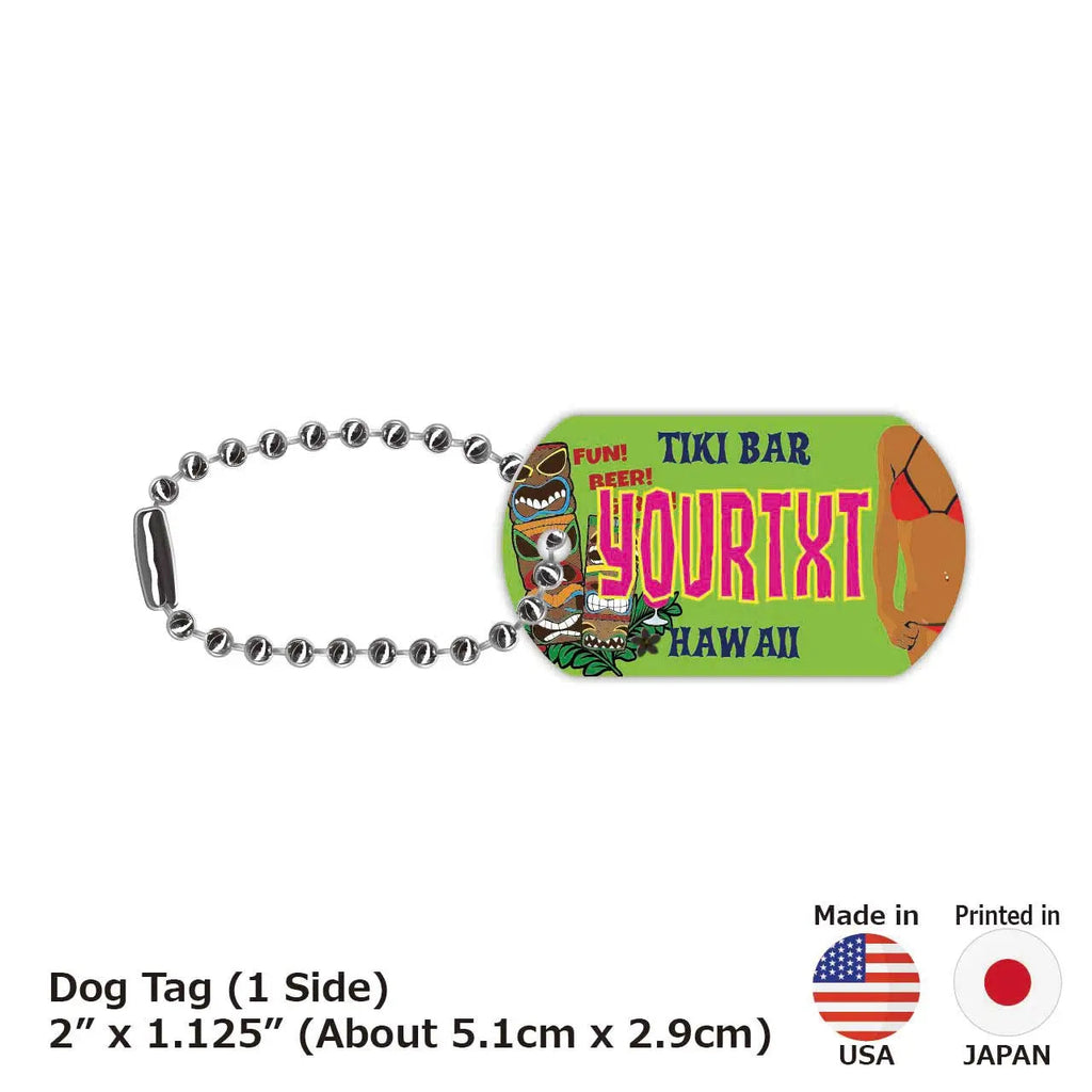 **Medaglietta identificativa/Targhetta per cani** - Bar hawaiano Tiki/Portachiavi personalizzato a forma di targa americana