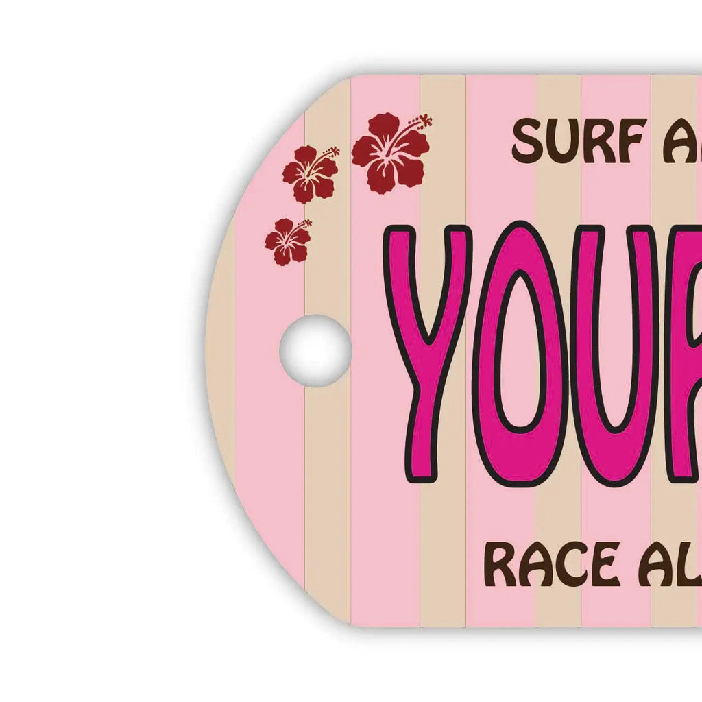**Medaglietta identificativa per cani - Dog Tag** (Pulmino Volkswagen - rosa) - Portachiavi personalizzato a forma di targa americana