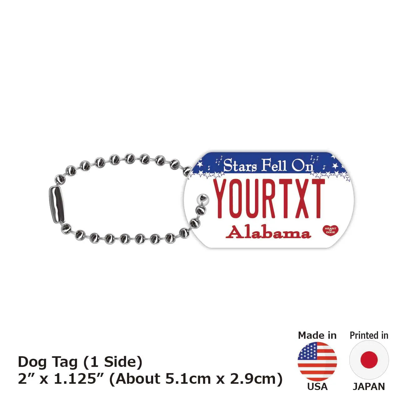 【Medaglietta identificativa per cani - Targhetta identificativa】Alabama/Portachiavi personalizzato a forma di targa americana