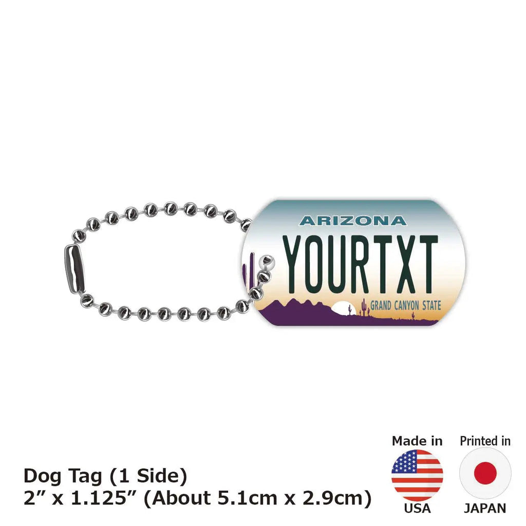【Medaglietta identificativa per cani/Dog Tag】Arizona/Portachiavi personalizzato a forma di targa automobilistica americana