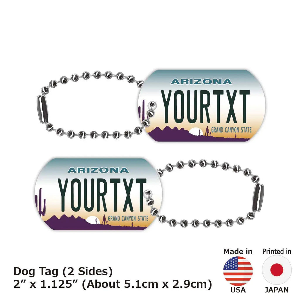 【Medaglietta identificativa per cani/Dog Tag】Arizona/Portachiavi personalizzato a forma di targa automobilistica americana
