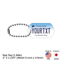 [Medaglietta identificativa per cani/Dog tag] Connecticut/Portachiavi personalizzato a forma di targa americana
