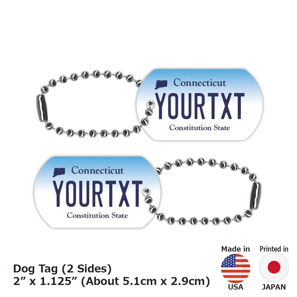 [Medaglietta identificativa per cani/Dog tag] Connecticut/Portachiavi personalizzato a forma di targa americana