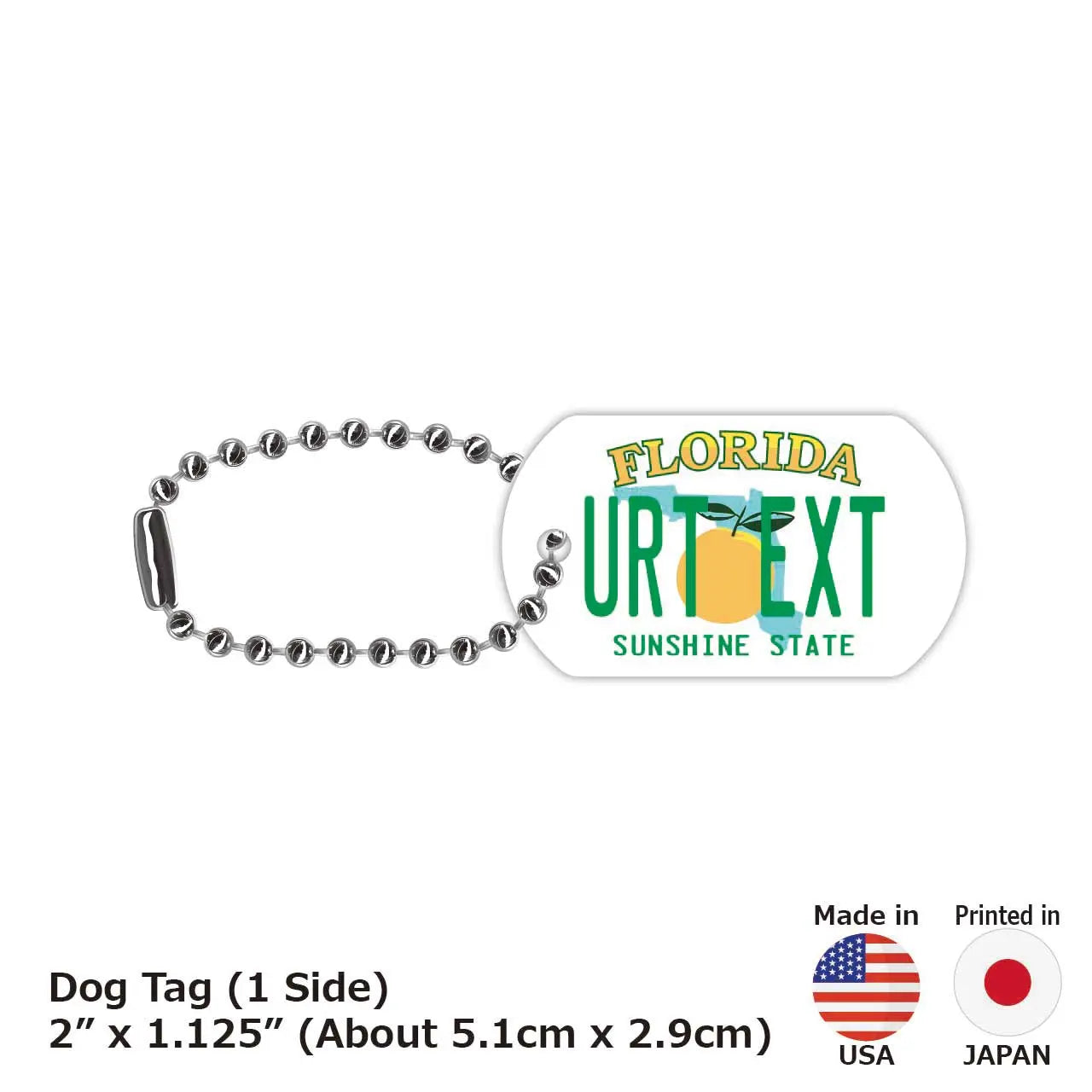 **Targhetta identificativa per cani - Targhetta a forma di targa americana originale della Florida con nome inciso**