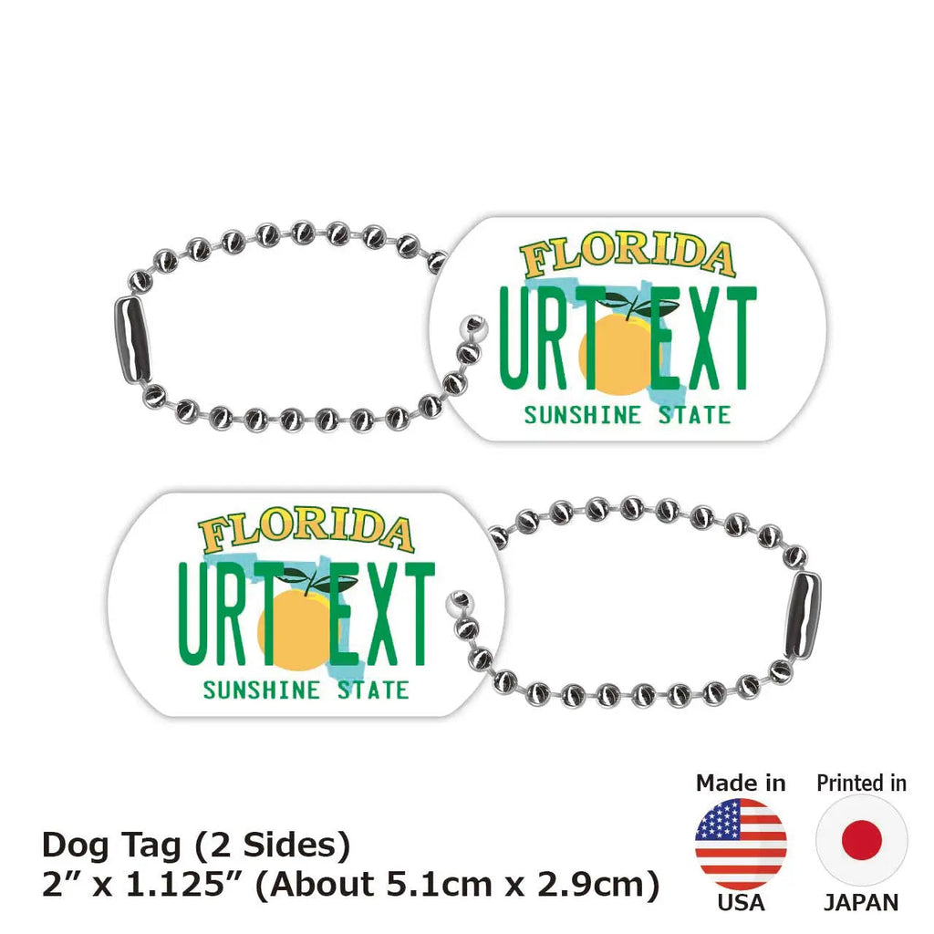 **Targhetta identificativa per cani - Targhetta a forma di targa americana originale della Florida con nome inciso**