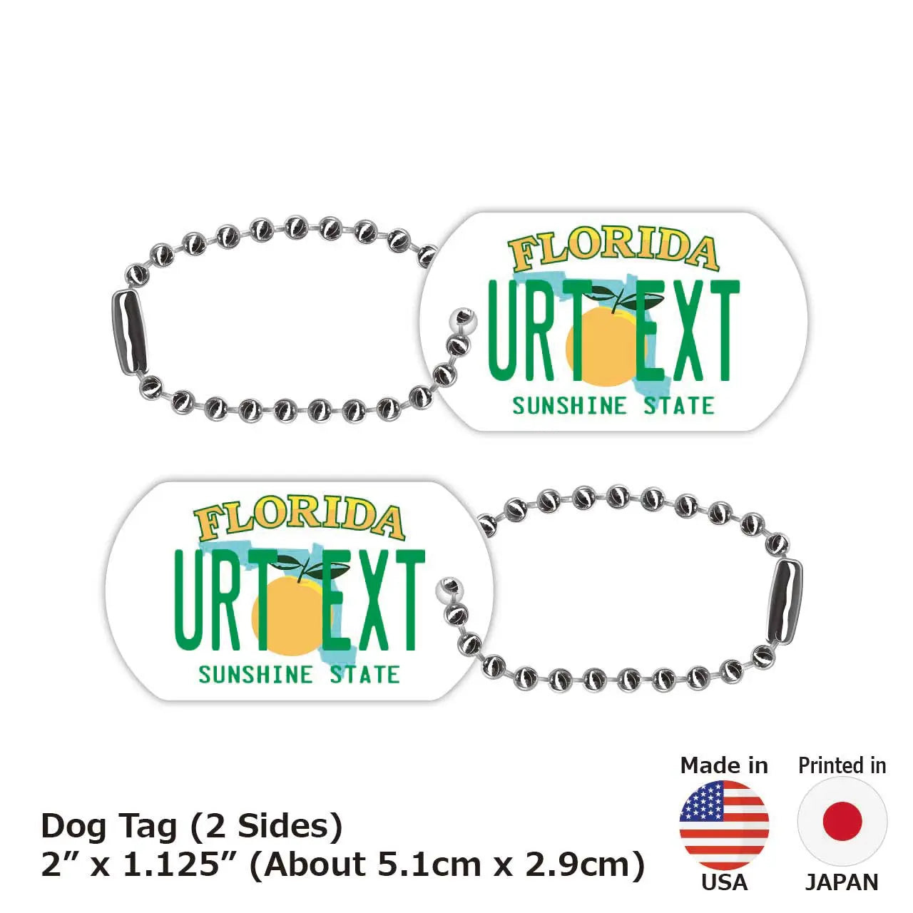 **Targhetta identificativa per cani - Targhetta a forma di targa americana originale della Florida con nome inciso**