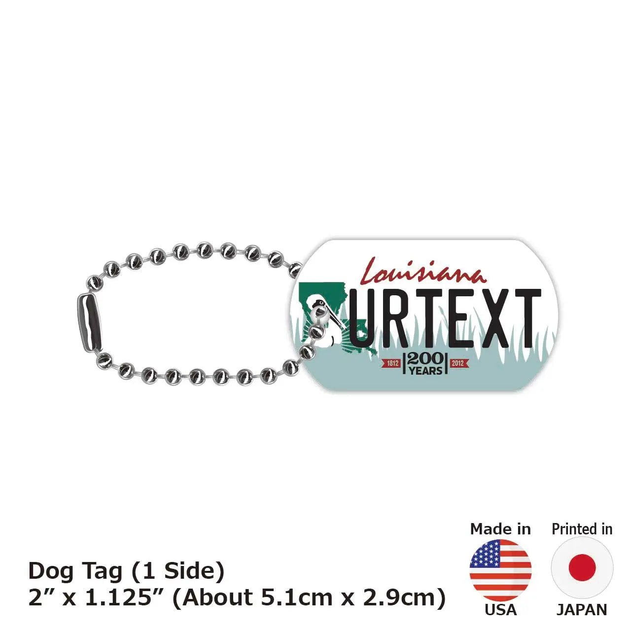 【Medaglietta identificativa per cani/Dog Tag】Louisiana/Portachiavi personalizzabile a forma di targa americana originale