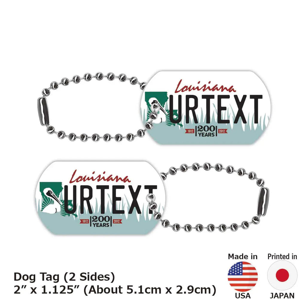 【Medaglietta identificativa per cani/Dog Tag】Louisiana/Portachiavi personalizzabile a forma di targa americana originale