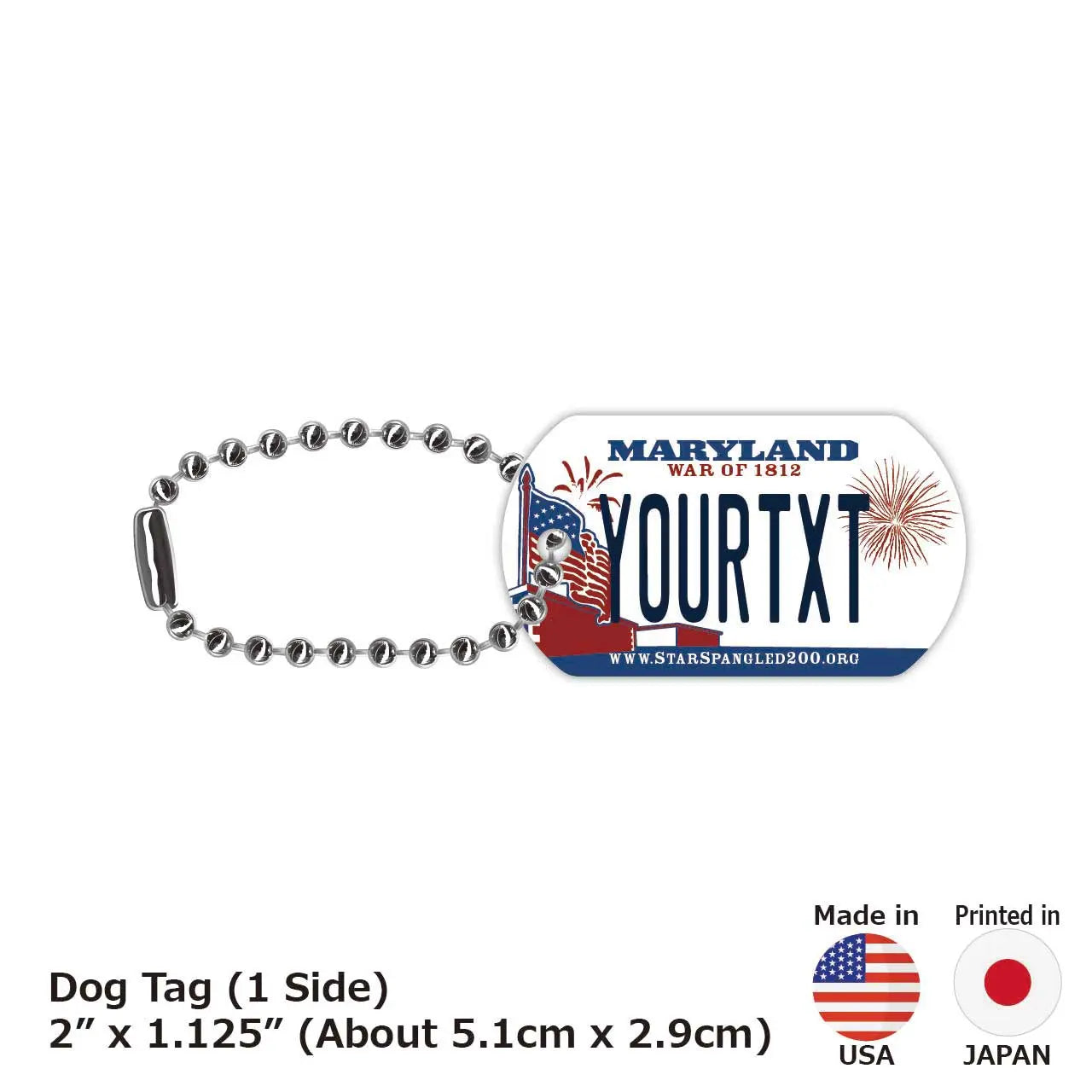 [Medaglietta identificativa per cani/Dog tag] Maryland/Portachiavi personalizzato a forma di targa automobilistica americana